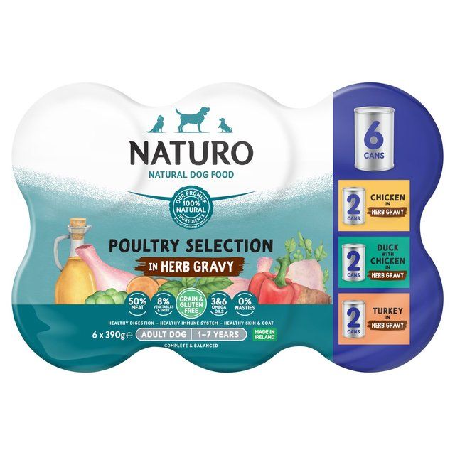 Naturo Adult Grain &amp;amp; Gluten Free Poultry Variety Dog Food   6 x 390g