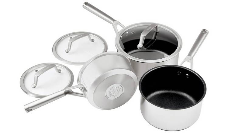 Ninja Zerostick Stainless Steel 3 Piece Non Stick Pan Set