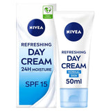 NIVEA 24H Moisture Refreshing Day Cream with Vitamin E for Normal Skin SPF15 50ml