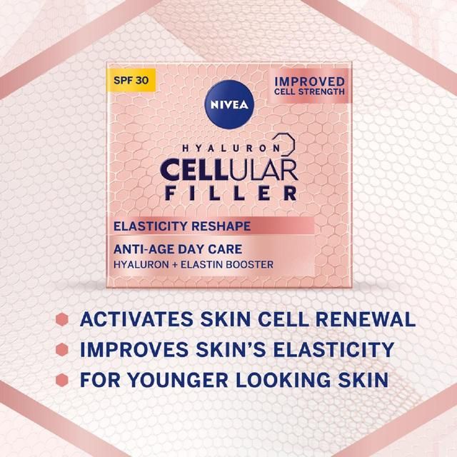 NIVEA Hyaluron Cellular Elasticity Filler Anti-Wrinkle Day Face Cream SPF30   50ml