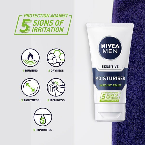 NIVEA MEN Sensitive Face Moisturiser with 0% Alcohol, 75ml