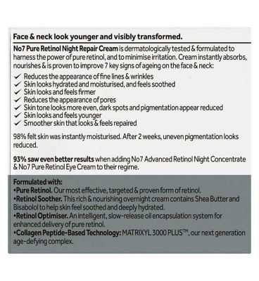 No7 Pure Retinol Night Repair Cream 50ml