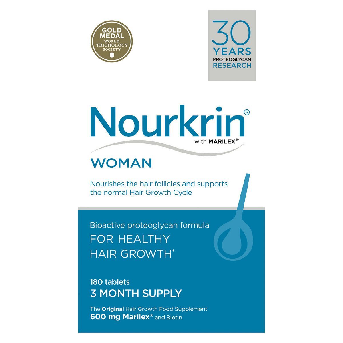 Nourkrin&amp;reg; WOMAN For Hair Growth- 3 Month Supply (180 Tablets) Bundle