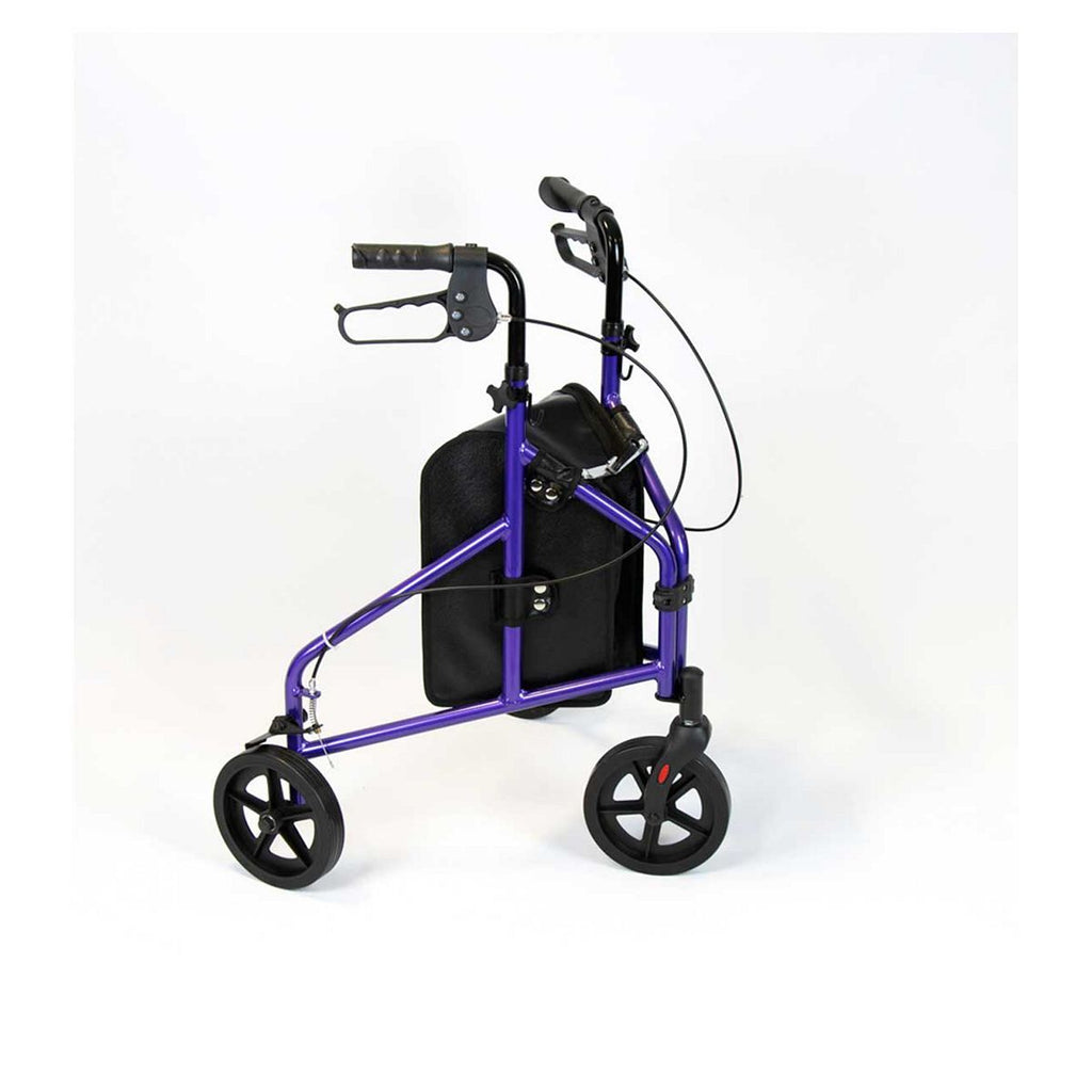 NRS Healthcare 3 Wheel Aluminium Rollator Purple