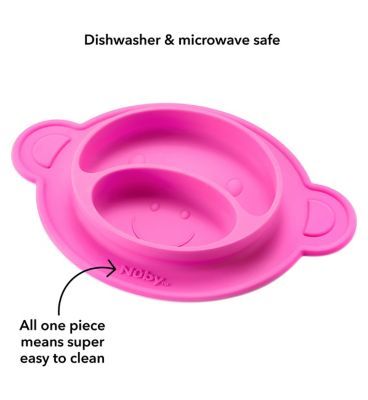 Nuby Monkey Mat Silicone Section Plate - Pink or Blue