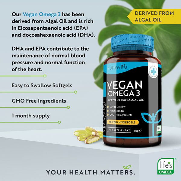 Nutravita Vegan Omega 3 600mg DHA &amp;amp; 300mg EPA - 60 Softgels
