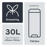 Ocado Tall Kitchen Bin Liner 30L   20 per pack