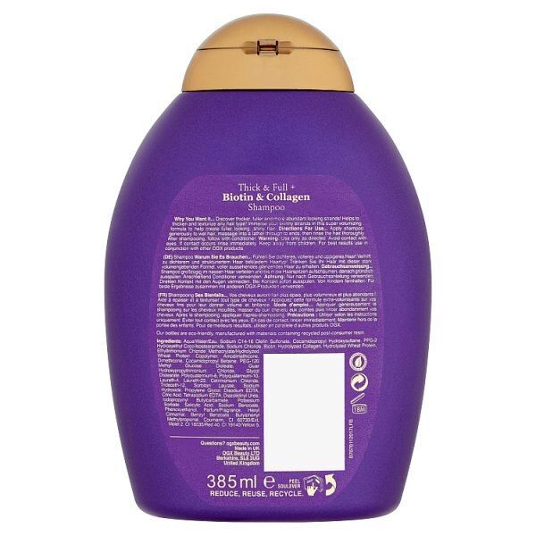 OGX Thick &amp;amp; Full+ Biotin &amp;amp; Collagen Shampoo 385ml