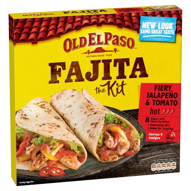 Old El Paso Mexican Fiery Jalepano &amp;amp; Tomato Fajita Kit   500g