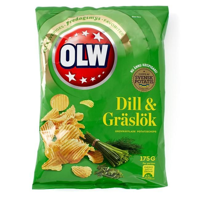 Olw Dill &amp;amp; Graslok Dill &amp;amp; Chives Crisps   175g