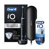 Oral-B iO10 Electric Toothbrush Cosmic Black + iO&amp;trade; Ultimate Clean Black Replacement Electric Toothbrush Heads 4 Pack Bundle