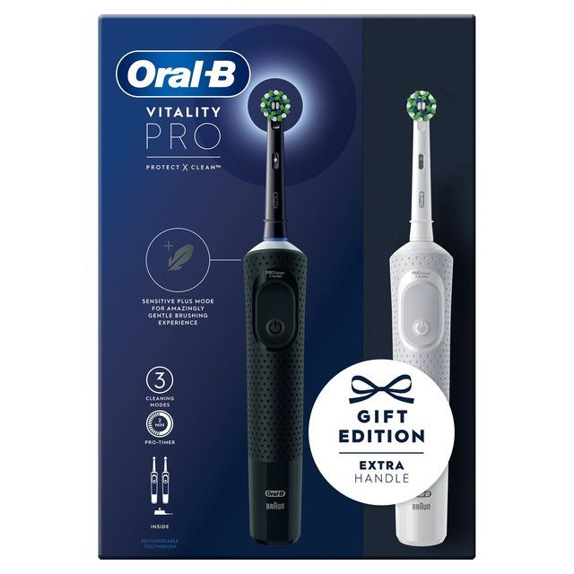 Oral-B Vitality PRO Black &amp;amp; white Electric Toothbrush Duo Pack   2 per pack