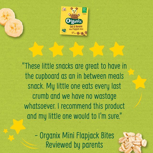 Organix Mini Organic Oat &amp;amp; Banana Flapjack Toddler Snacks Multipack   4 x 20g