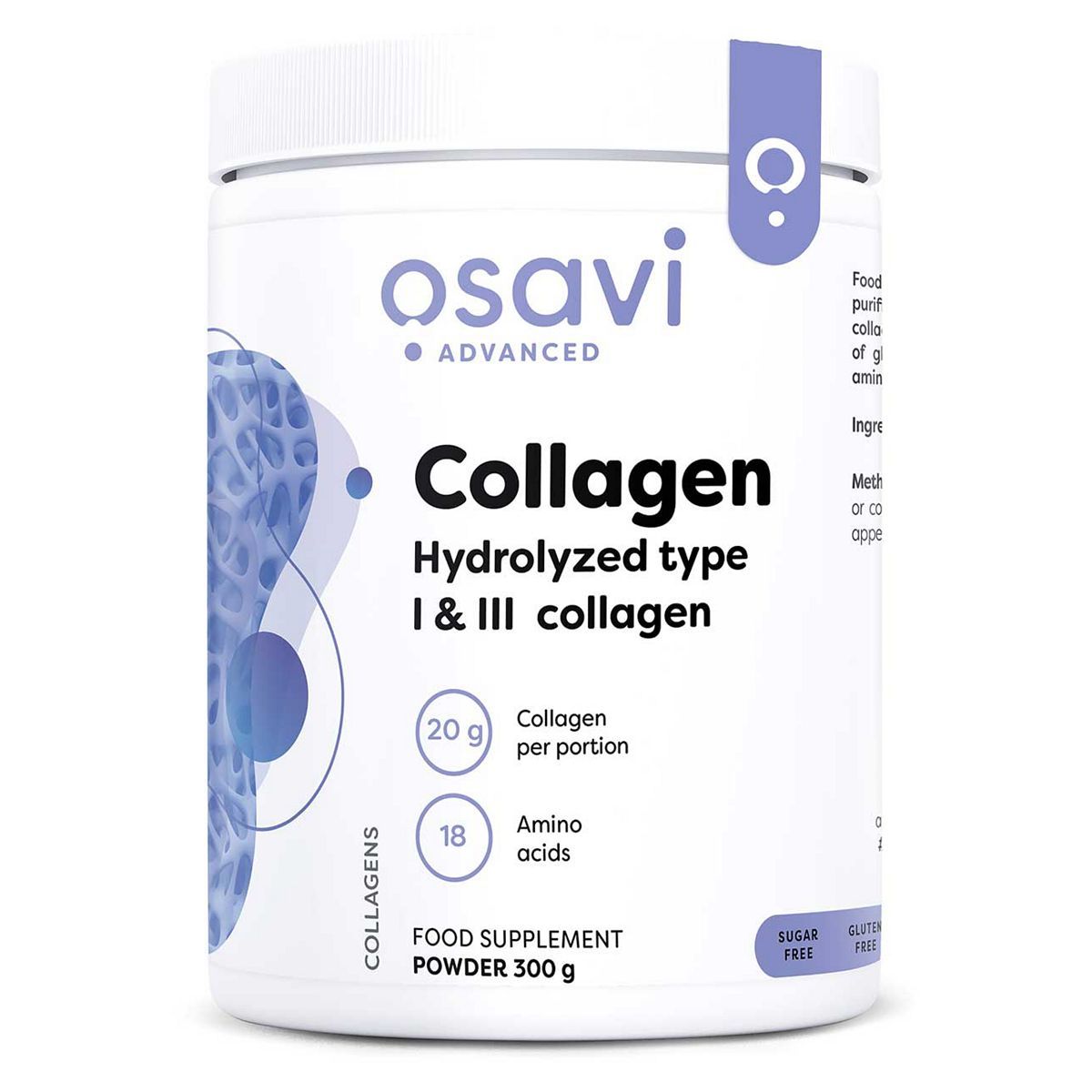 Osavi Collagen Peptides - Hydrolyzed Type 1 &amp;amp; 3 - 300g