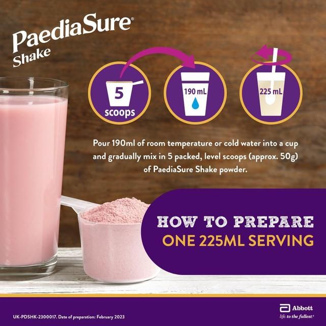PaediaSure Shake Strawberry Nutritional Supplement Powder 1-10 Yrs    400g