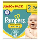 Pampers New Baby Size 2, 76 Newborn Nappies, 4kg-8kg, Jumbo+ Pack