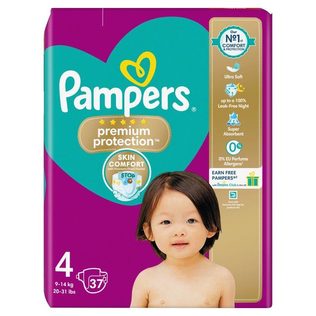 Pampers Premium Protection Nappies Size 4 (9-14kg) Essential Pack   37 per pack