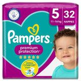 Pampers Premium Protection Nappies Size 5 (11-16kg) Essential Pack   32 per pack