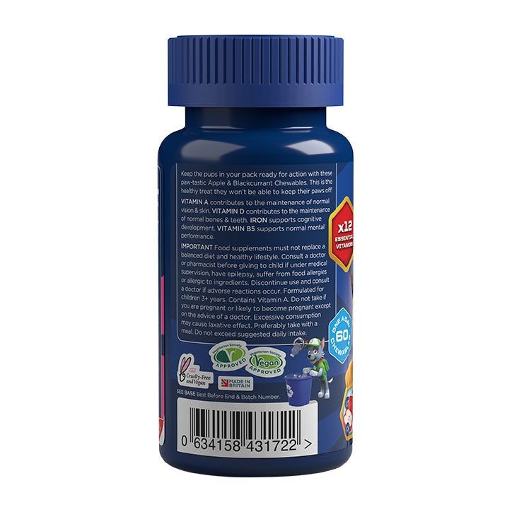 PAW Patrol Nickelodeon Multivitamins Apple &amp;amp; Blackcurrant 60 Chewables