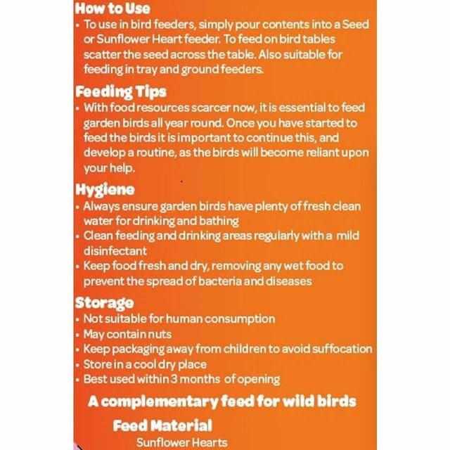 Peckish Sunflower Hearts For Wild Birds   2kg