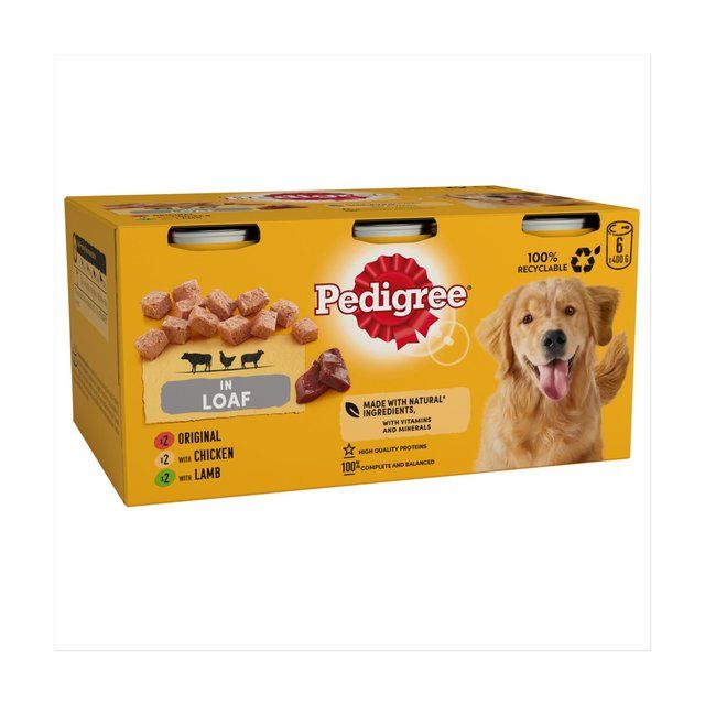 Pedigree Adult Wet Dog Food Tins Mixed in Loaf   6 x 400g