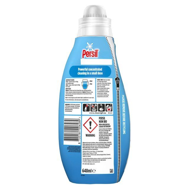 Persil Laundry Washing Liquid Detergent Non Bio 24 Wash    648ml
