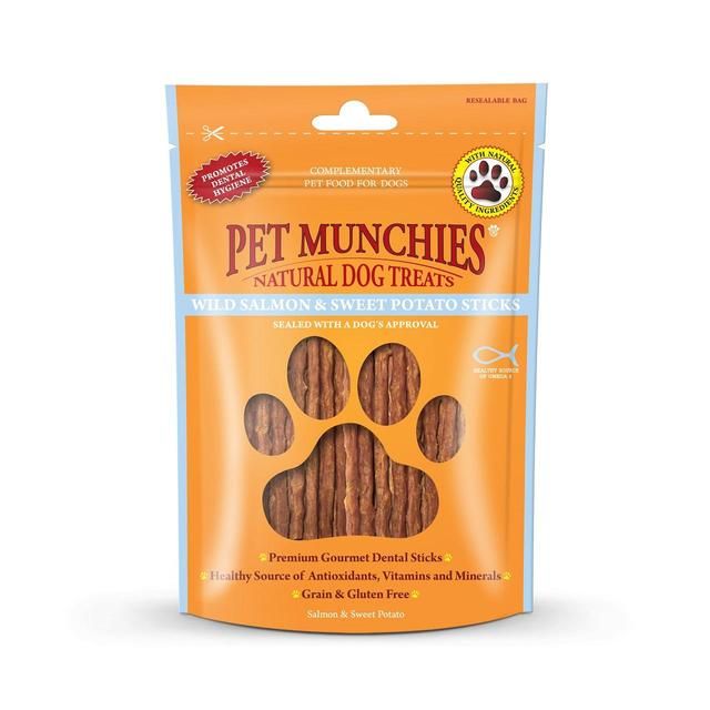 Pet Munchies Wild Salmon &amp;amp; Sweet Potato Stick Dog Treats   90g