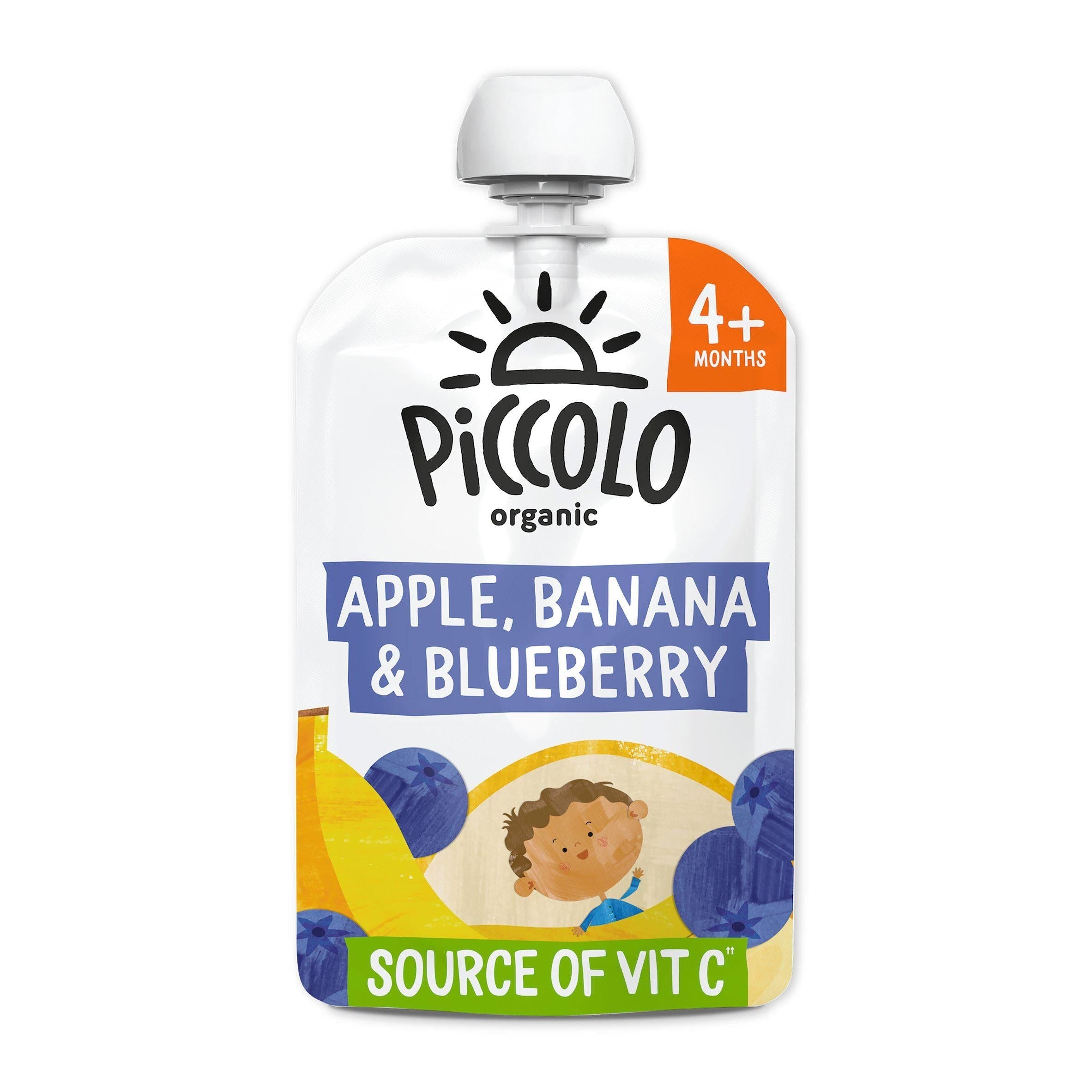 Piccolo Organic Apple Banana &amp;amp; Blueberry Smooth 4 Months+ 100g