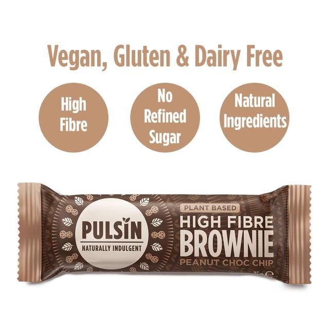 Pulsin Peanut Choc Chip Vegan High Fibre Brownie Multipack   4 x 35g