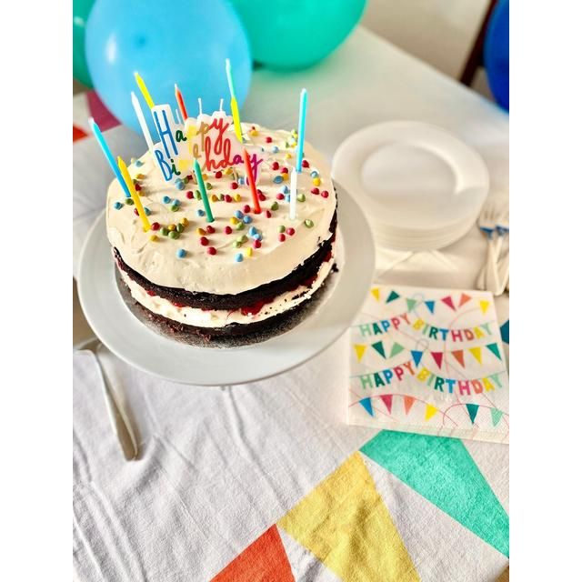 Rainbow Birthday Candles with Holders   16 per pack
