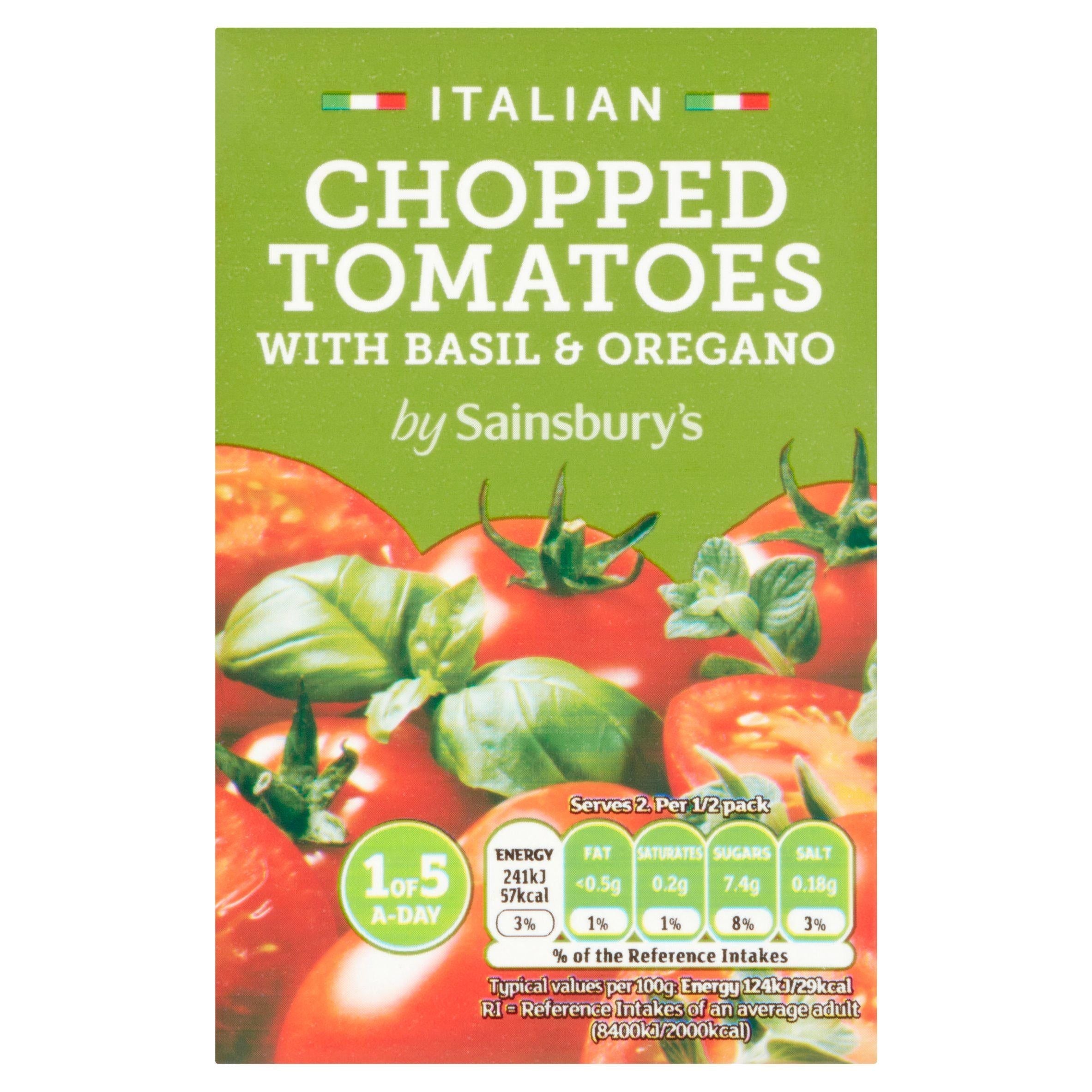Sainsbury's Chopped Tomatoes With Basil &amp;amp; Oregano 390g