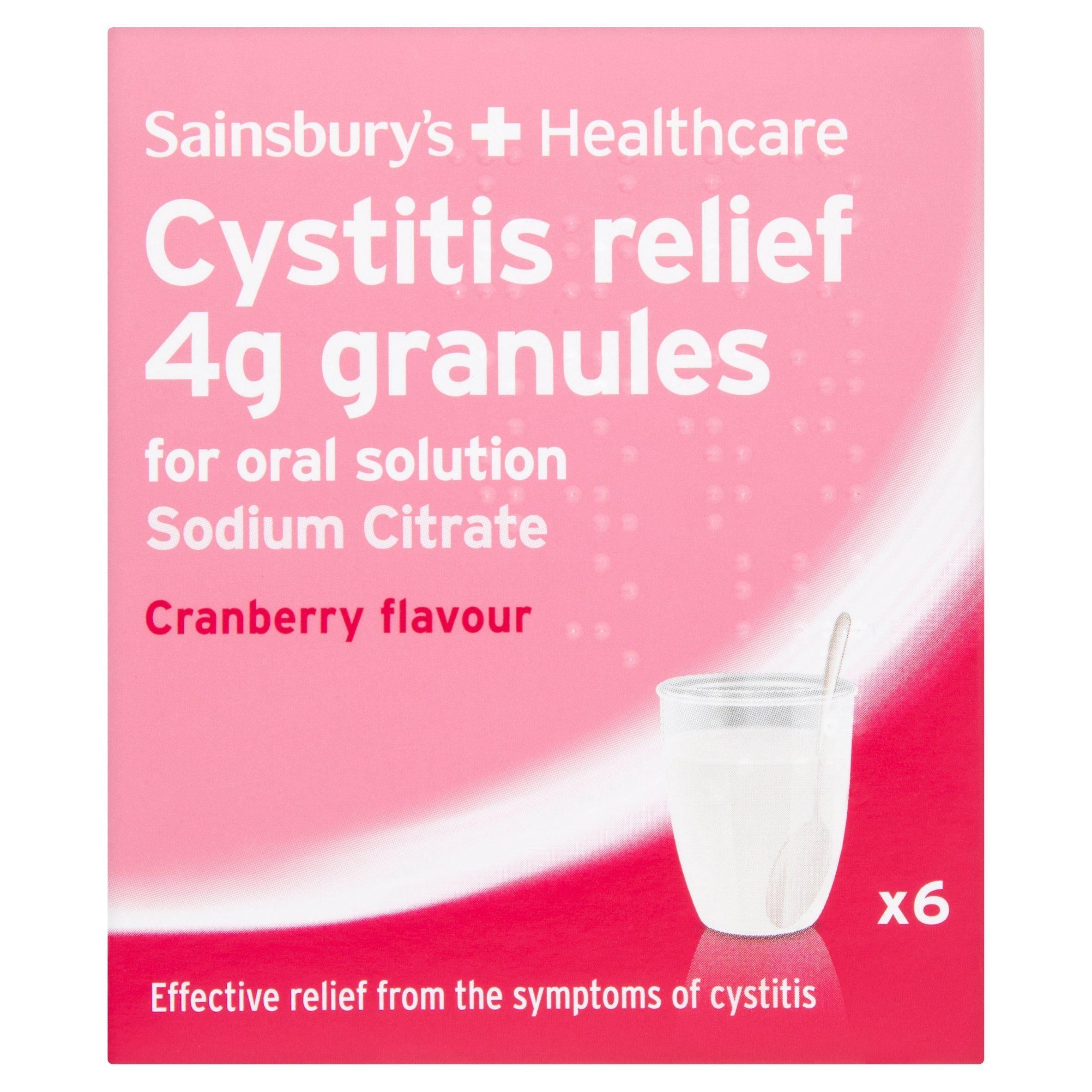 Sainsbury's + Healthcare Cystitis Relief 4g Granules for Oral Solution Cranberry Flavour x 6