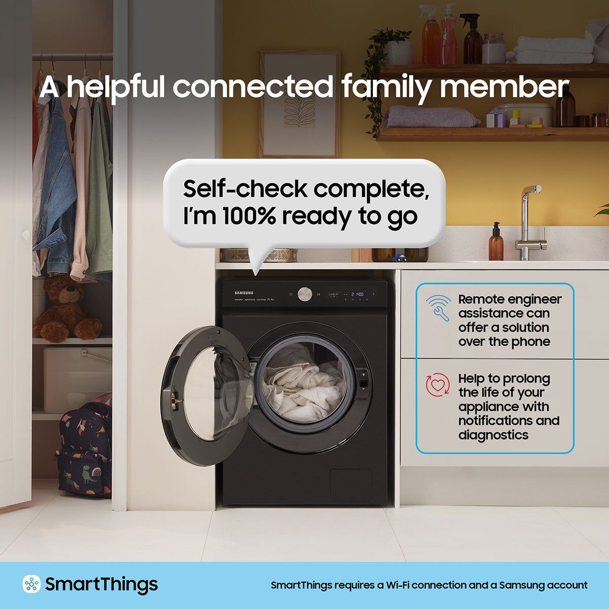 Samsung WD11DG5B15BEEU 11/6kg Washer Dryer, D Rated in White