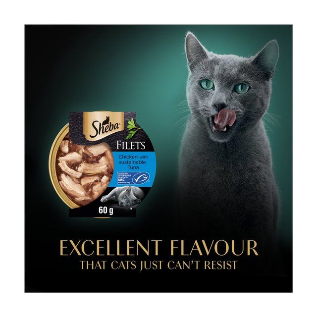 Sheba Fillets Cat Food Tray Chicken and MSC Tuna in Gravy   60g