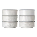 Signature Housewares Stoneware Bowls with Lids, 6 Pack in 2 Colours