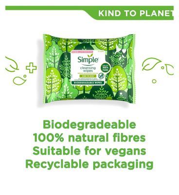 Simple Kind to Skin Biodegradable Cleansing Wipes 25 PC