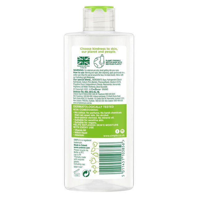 Simple Kind To Skin Soothing Facial Toner   200ml