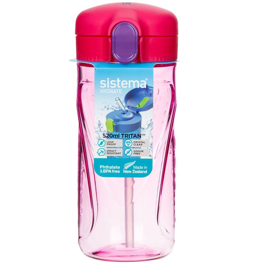 Sistema Hydrate 520ml Quick Flip Lid Bottle (Colours Vary)