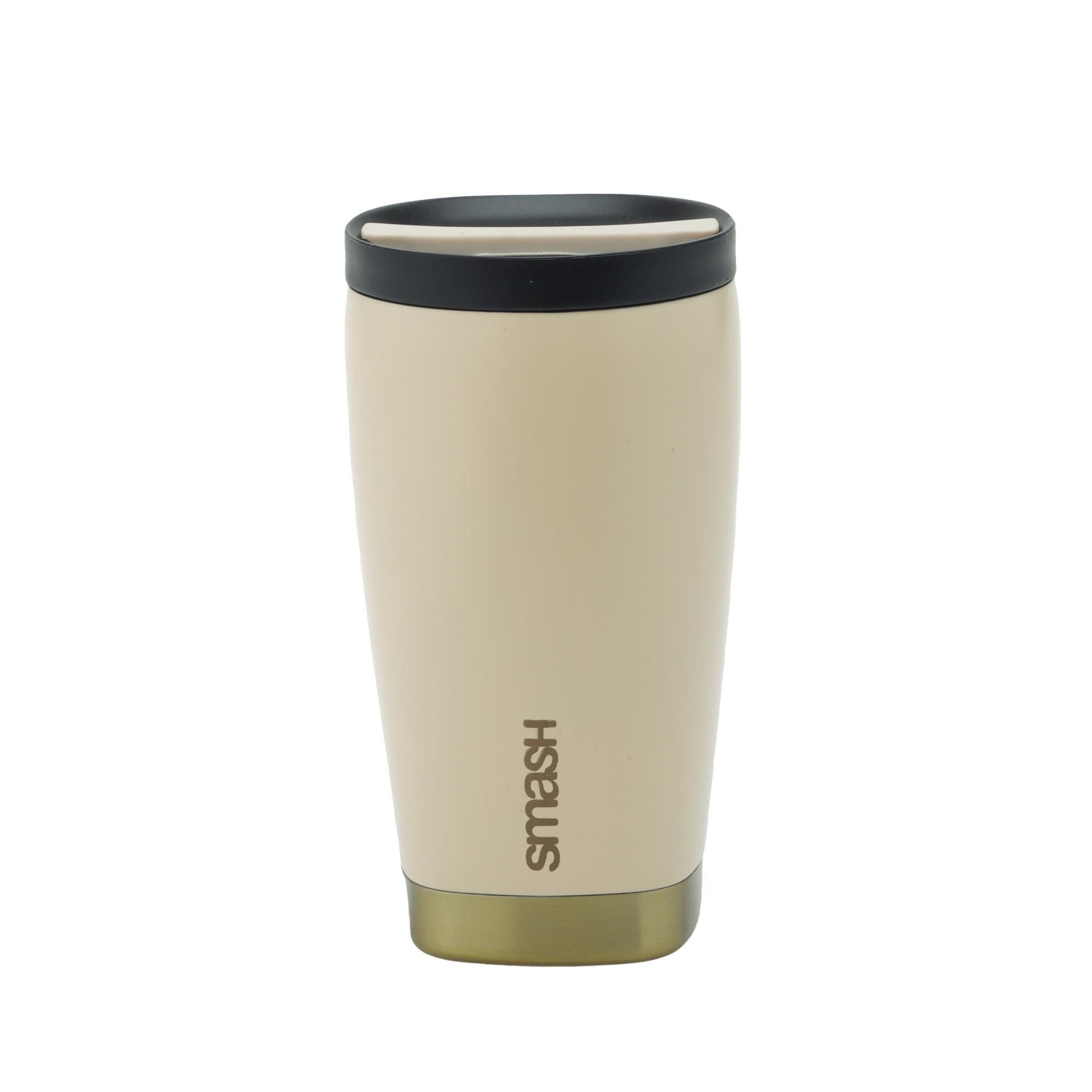 Smash Stainless Steel Twist &amp;amp; Lock Coffee Cup Beige &amp;amp; Gold 350ml