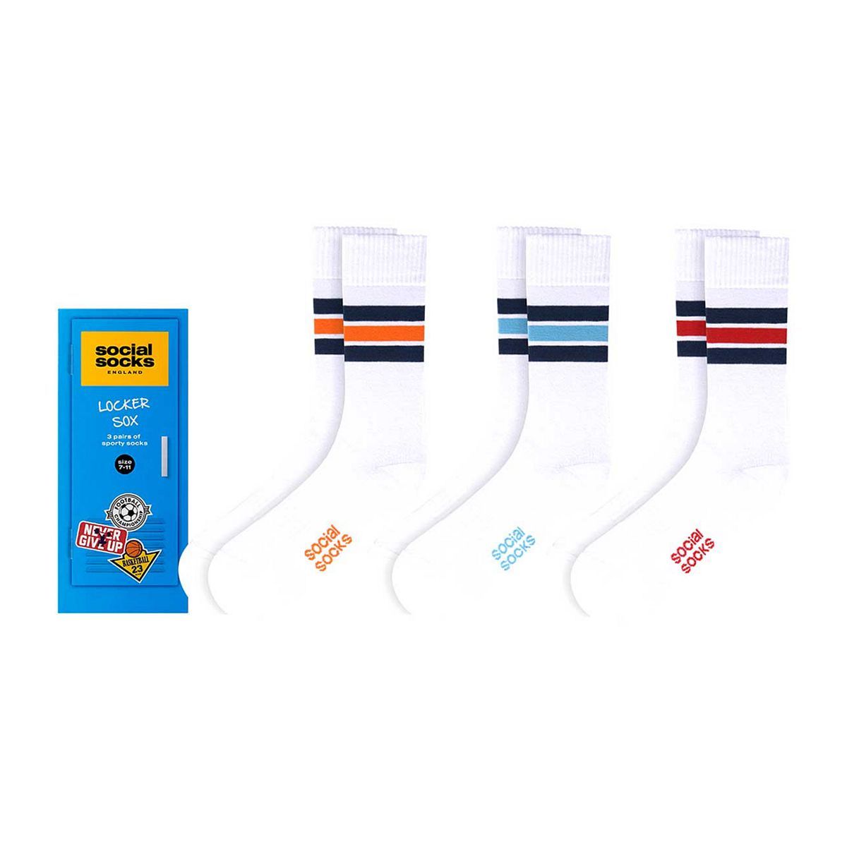 Social Socks 'Locker Sox' - 3 Pairs Of Sporty Socks