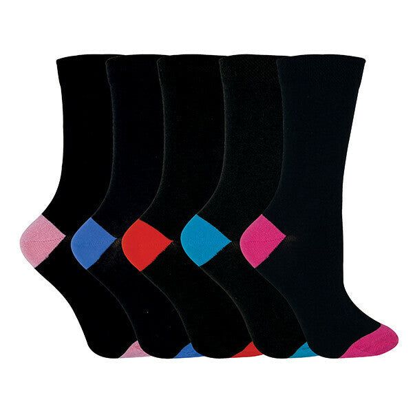 Sock Snob Ladies Heel &amp;amp; Toe Cotton Socks 4-8 UK CS1 / 5EA