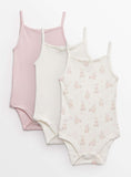 Pink Bunny Print Strappy Bodysuits 3 Pack 6-9 months GOODS Argos