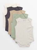 Plain Ribbed Sleeveless Bodysuits 5 Pack 9-12 months GOODS Argos