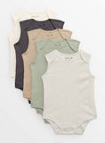 Plain Ribbed Sleeveless Bodysuits 5 Pack 6-9 months GOODS Argos