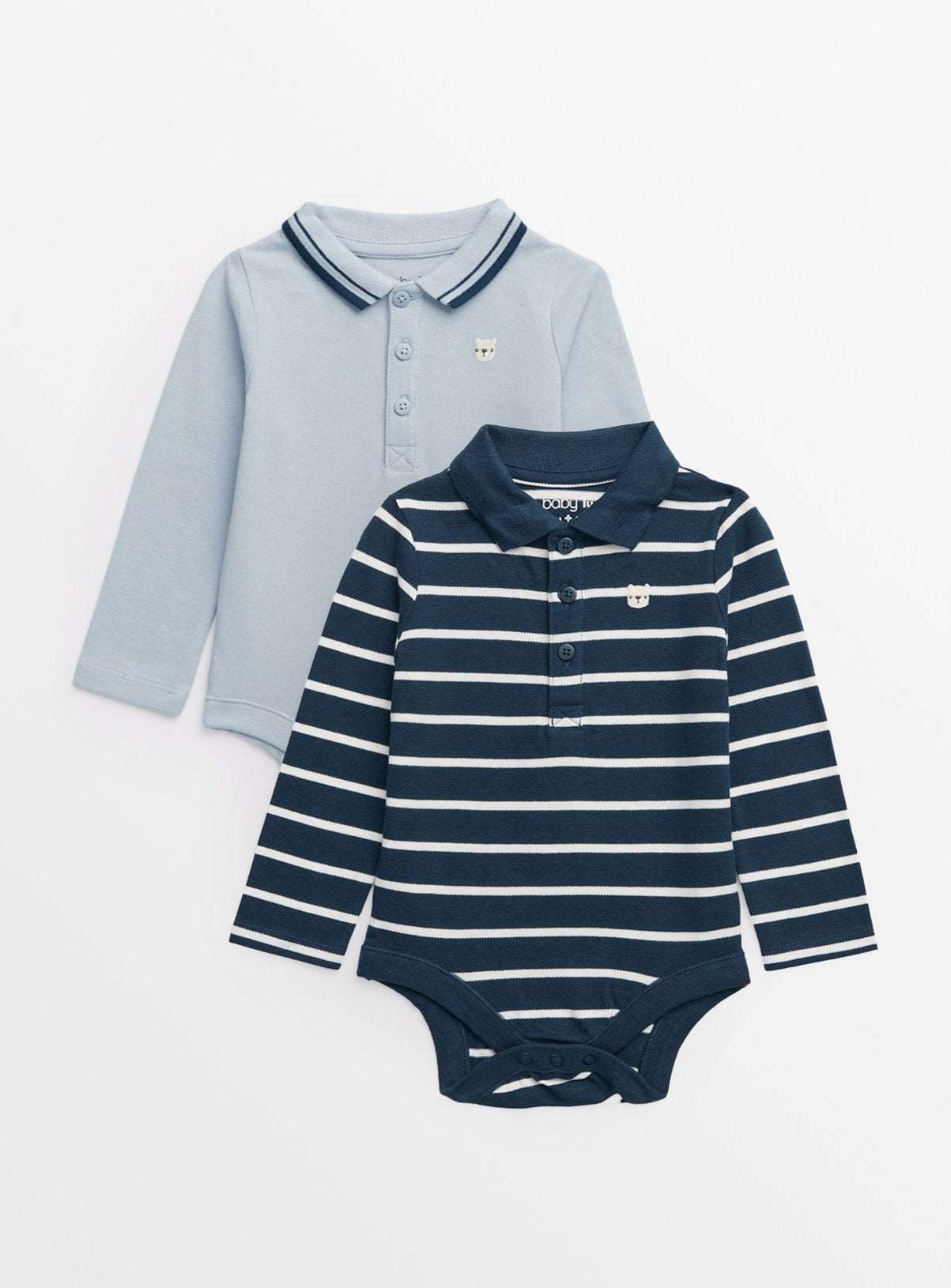 Navy Stripe & Blue Polo Bodysuits 2 Pack Up to 3 mths GOODS Argos