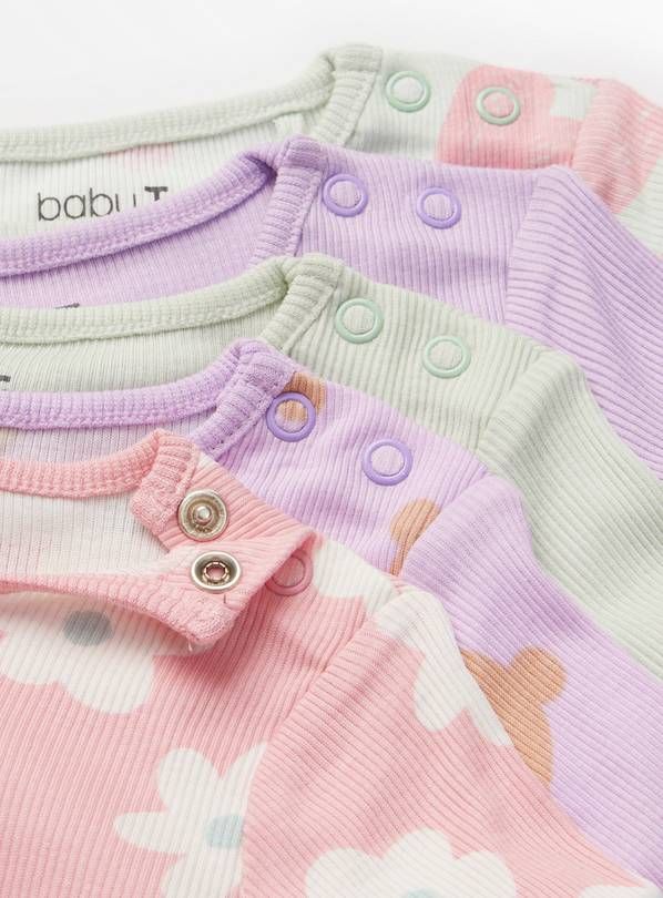 Pastel Ribbed Pyjama Sets 5 Pack  6-9 months