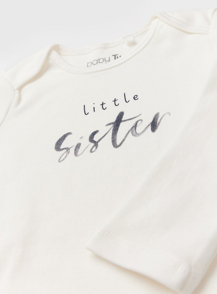 Little Sister Slogan White Bodysuit 6-9 months