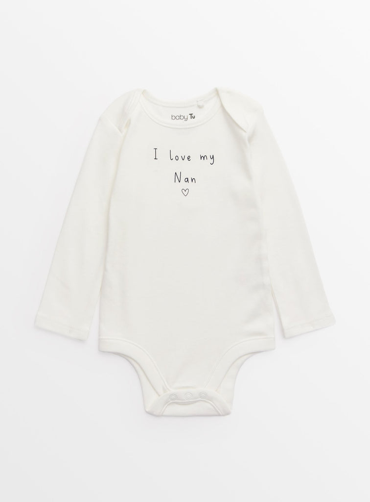 White Slogan I Love My Nan Long Sleeve Bodysuit Up to 1 mth