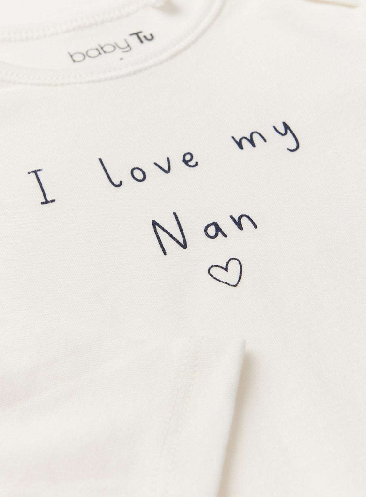 White Slogan I Love My Nan Long Sleeve Bodysuit Up to 1 mth