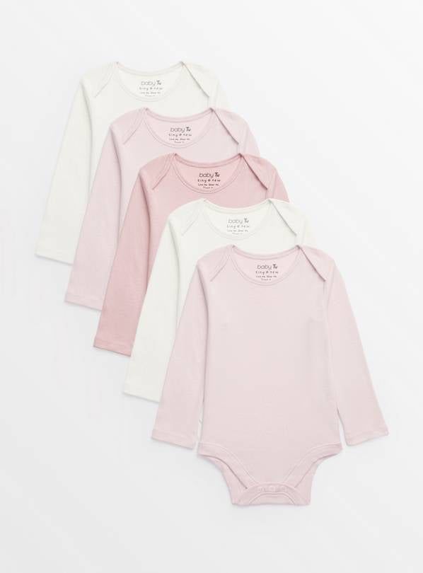 Plain Pink Long Sleeve Bodysuits 5 Pack 6-9 months GOODS Argos